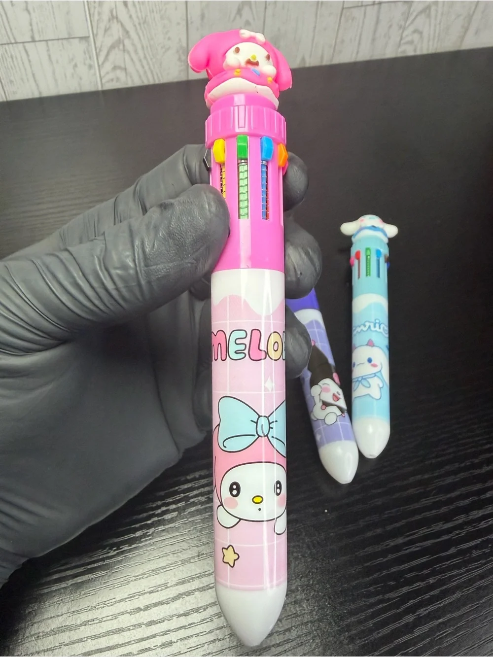 3 NEW Sanrio Pastel Multi-Ink Character Pens - Blue, Purple, Pink